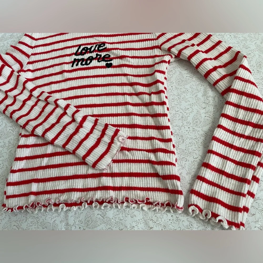 Old Navy Long Sleeve Tees Lot Of 3 Girls Sz L (10-12) Curled Hem Ribbed Striped